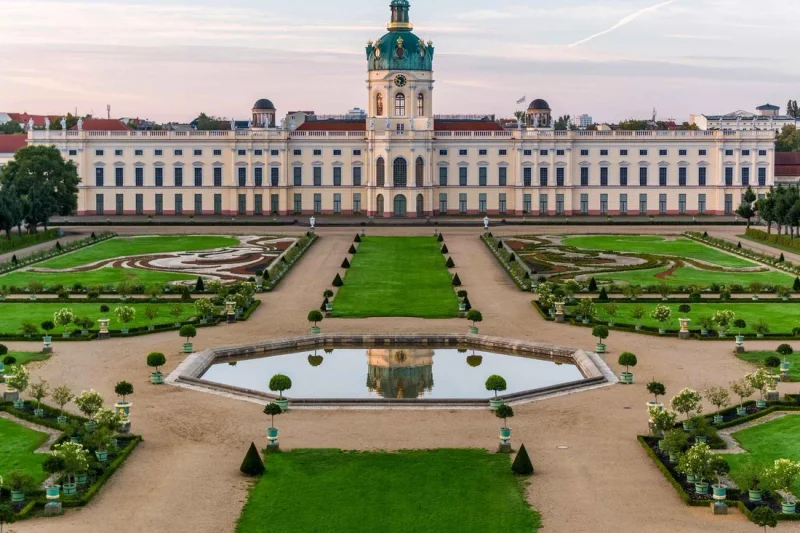 The Baroque parterre garden behind Charlottenburg Palace, one of the palace museums in Berlin, Germany